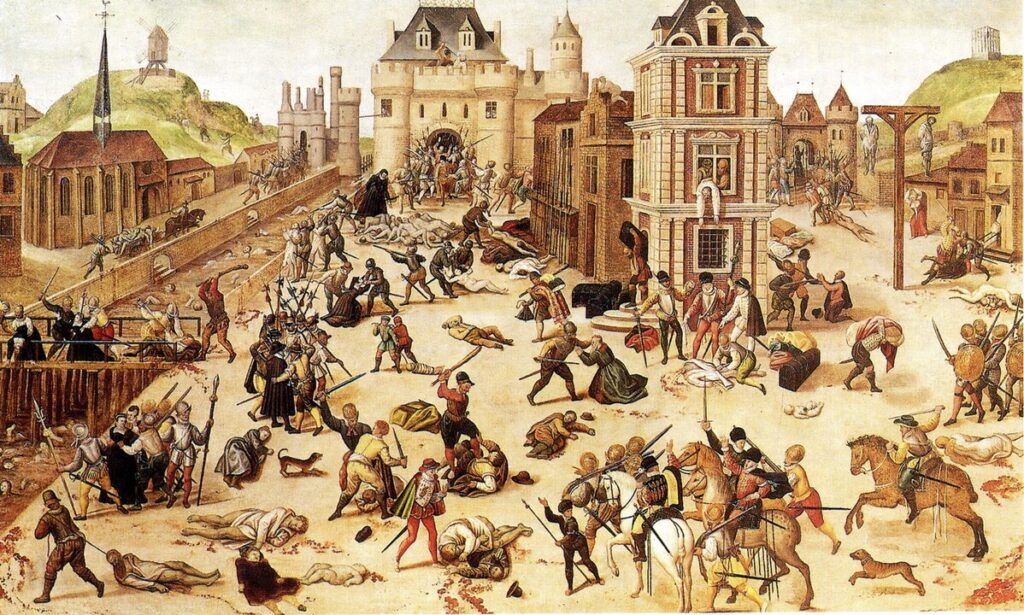 The St. Bartholomew's Day Massacre by François Dubois (c. 1576). This event severely damaged Catherine's reputation.