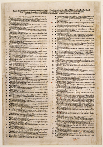 Martin Luther's 95 Theses, which spread rapidly across Europe due to printing technology.