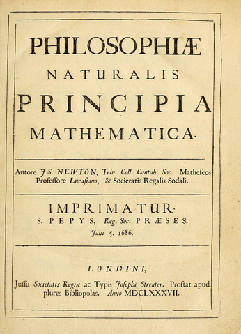 La portada de la obra maestra de Newton, 'Principia Mathematica' (primera edición, 1687). Se cree que la teoría de la gravedad desarrollada en esta obra fue influenciada por el concepto de 'simpatía' en la alquimia. La reevaluación en la historia de la ciencia está revelando la importancia del pensamiento alquímico detrás de esta obra.