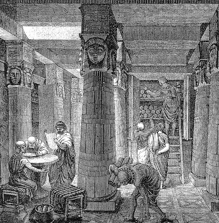 Reconstruction of the Library of Alexandria based on some archaeological evidence