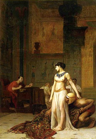 '克娄巴特拉与凯撒' by Jean-Léon Gérôme (1866) - 展现克娄巴特拉利用美丽与智慧的外交才能