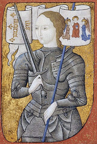 15th-century miniature of Joan of Arc, depicting her faith and determination.